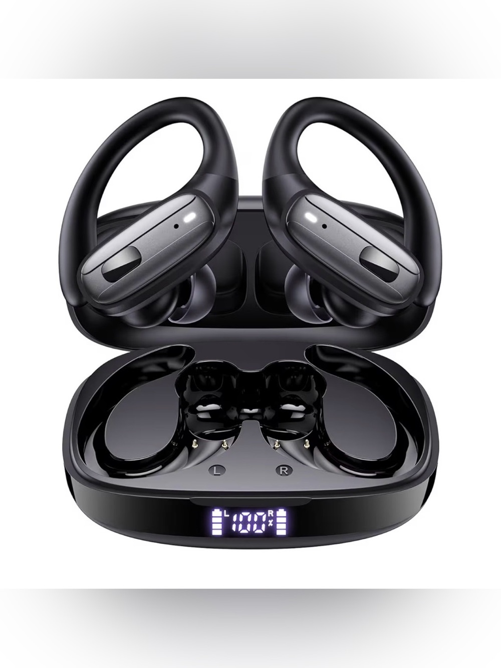 Wireless Sport Earbuds with Charging Case - Black